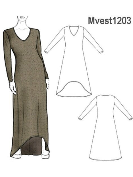 VESTIDO DE PUNTO ASIMETRICO