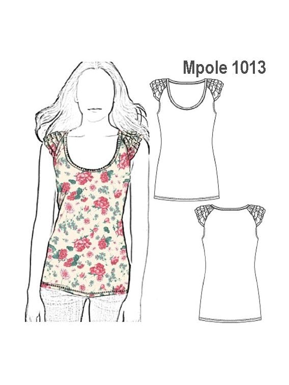 POLERA VUELOS MANGA MUJER, MANGA RAGLAN.