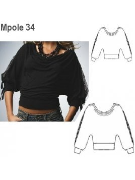 POLERA MURCIELAGO MUJER, CON APLICACI0N