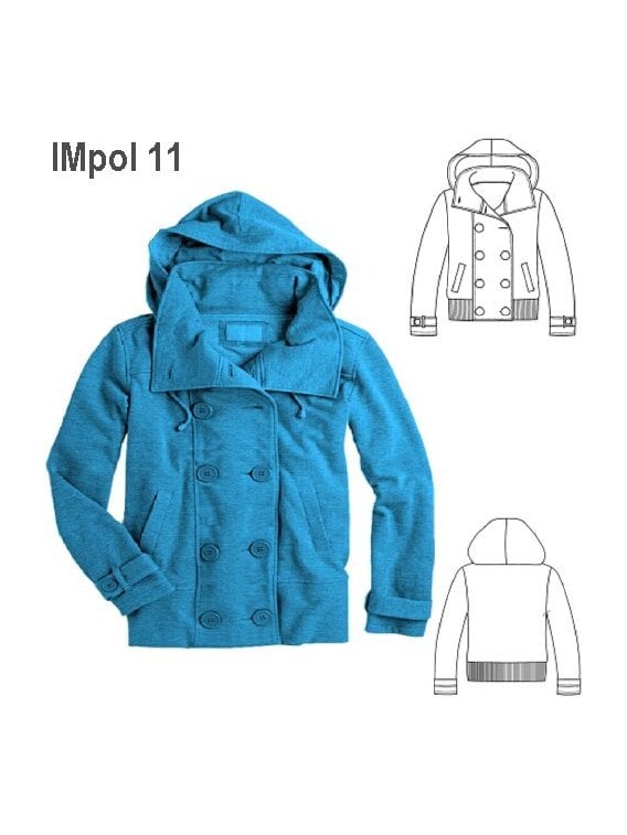 POLERON CRUZADO NIÑA, BOLSILLOS EN DELAN