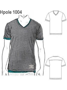 POLERA CUELLO "V" HOMBRE, ADORNO TELA 2