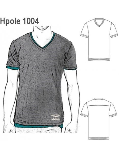 POLERA CUELLO "V" HOMBRE, ADORNO TELA 2
