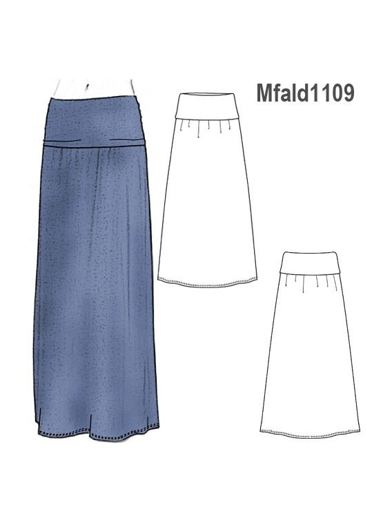 FALDA LARGA ELASTICADA PRETINA ANCHA.