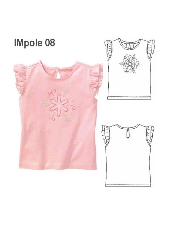 POLERA VUELOS NIÑA, DOBLE VUELO EN MANGA