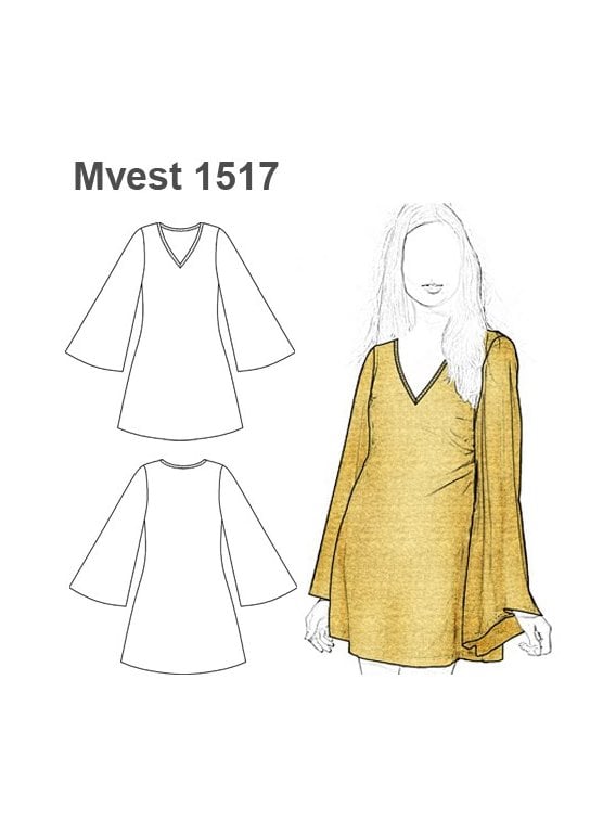 VESTIDO MANGA CAMPANA MUJER