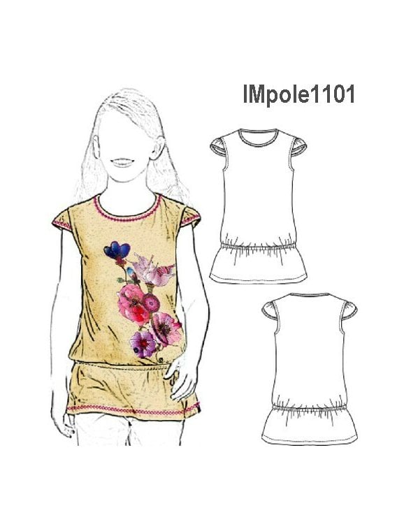 POLERA LARGA NIÑA, ELASTICO ANGOSTO EN C