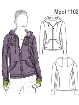 POLERON CON GUANTES MUJER, CAPUCHON, COR