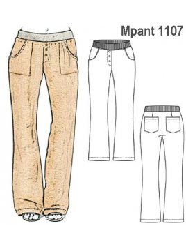 PANTALON PRETINA RIB MUJER, BOLSILLO EN