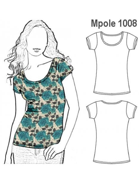 POLERA BASICA MANGA CORTA MUJER, ESCOTE