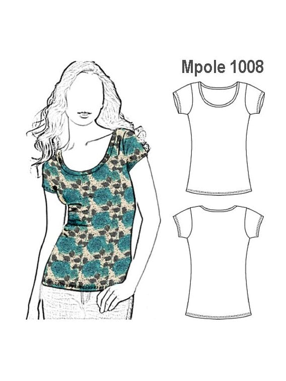 POLERA BASICA MANGA CORTA MUJER, ESCOTE