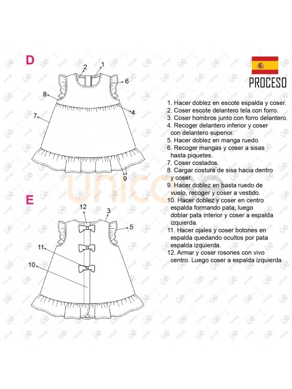 Molde vestido basico bebe 2201 PDF, AI, DXF e impreso