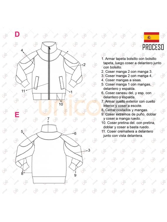 MOLDE CHAQUETA ESCOLAR CORTES 2209