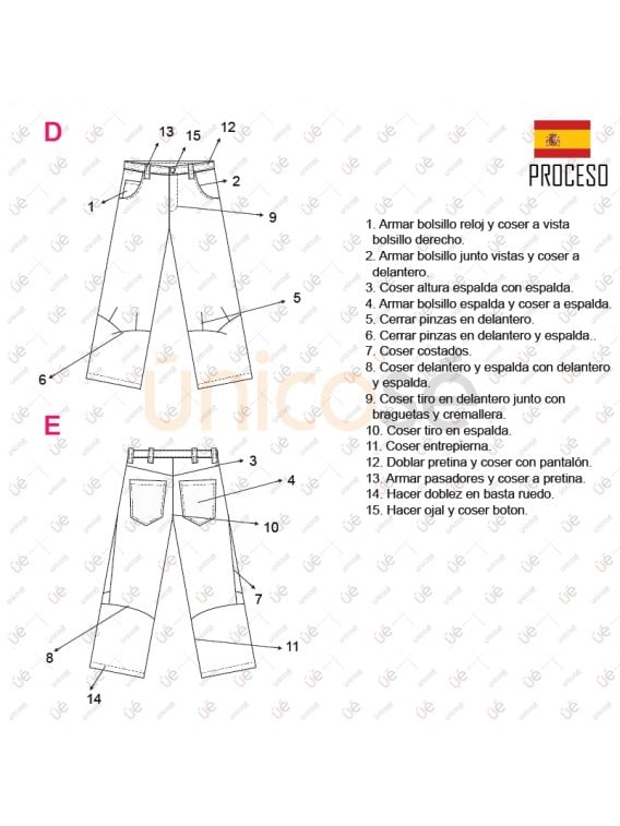 MOLDE PANTALON JEANS HOMBRE 2202