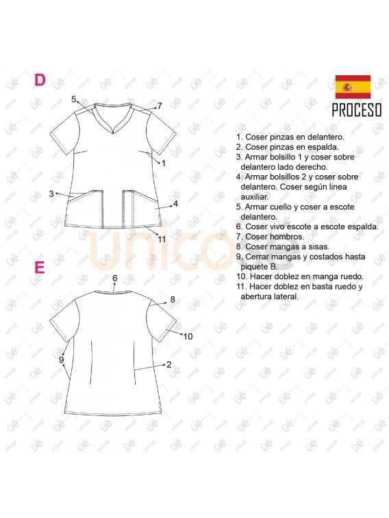 MOLDE BLUSA SANITARIA MUJER 2221