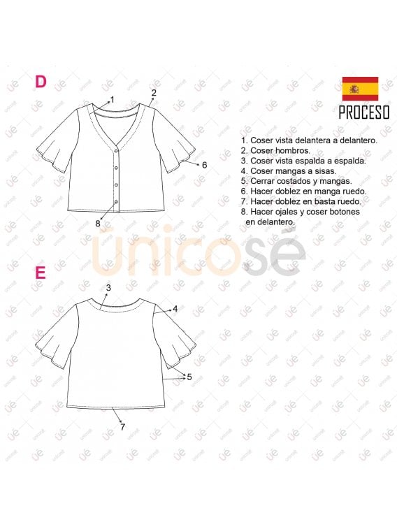 MOLDE BLUSA ESCOTE V MUJER 2204