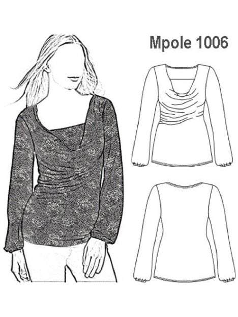 POLERA CUELLO DRAPEADO MUJER 