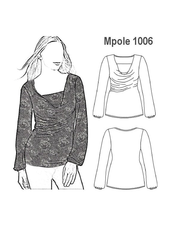 POLERA CUELLO DRAPEADO MUJER 