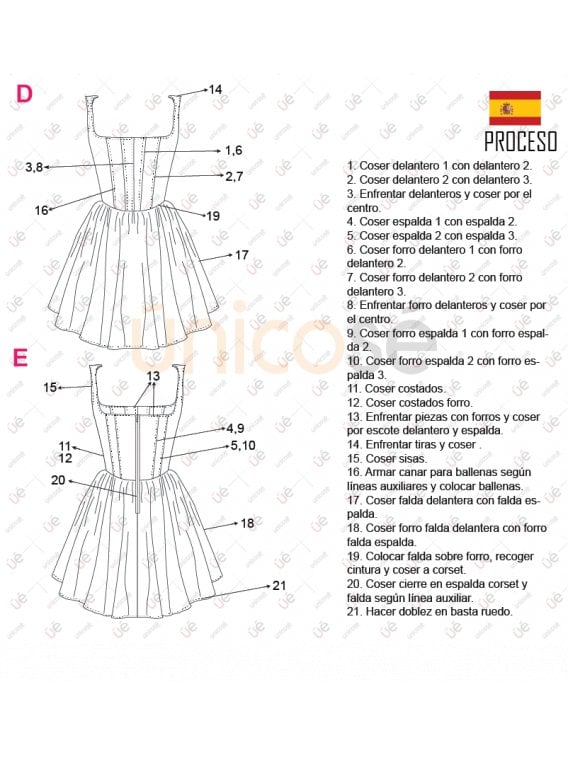 MOLDE VESTIDO CORSET MUJER 2209