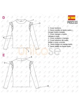 MOLDE POLERA CON VUELOS MUJER 2201