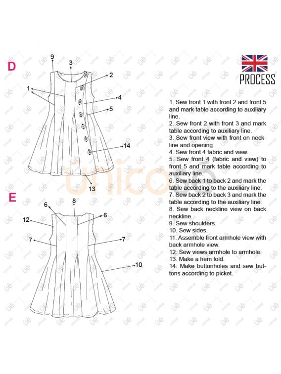MOLDE VESTIDO TABLAS NIÑA 2205