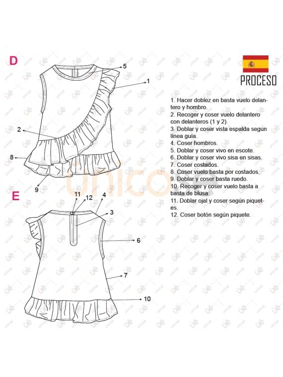 MOLDE BLUSA ASIMETRICA NIÑA 2202
