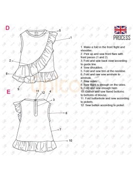 MOLDE BLUSA ASIMETRICA NIÑA 2202