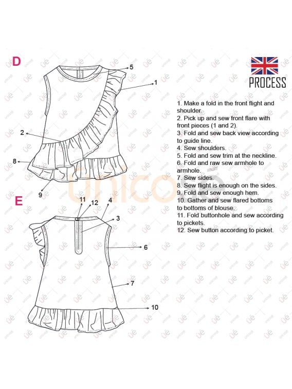 MOLDE BLUSA ASIMETRICA NIÑA 2202