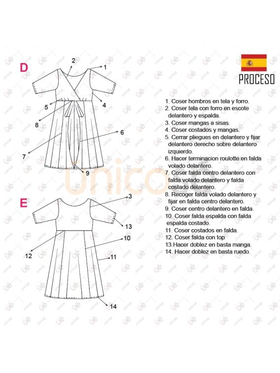 MOLDE VESTIDO VOLADOS MUJER 2212