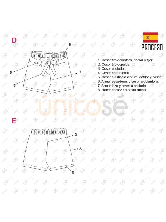 MOLDE SHORT BASICO NIÑA 2201