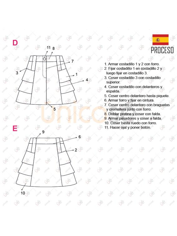 MOLDE FALDA CORTA MUJER 2209