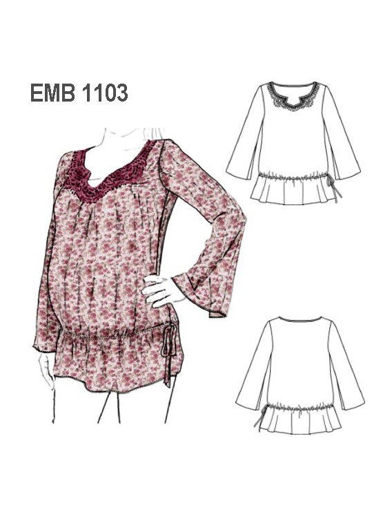 BLUSA ADORNO ESCOTE MATERNAL, ABERTURA E