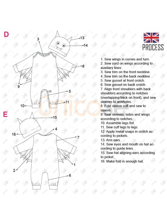 MOLDE DISFRAZ DE MURCIELAGO BEBE 2217