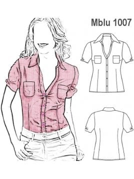 BLUSA RECOGIDO MANGA MUJER, BOLSILLOS EN