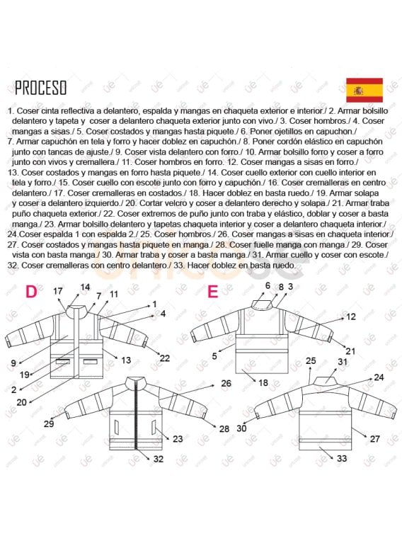 MOLDE CHAQUETA TRABAJO DOBLE RT 2230