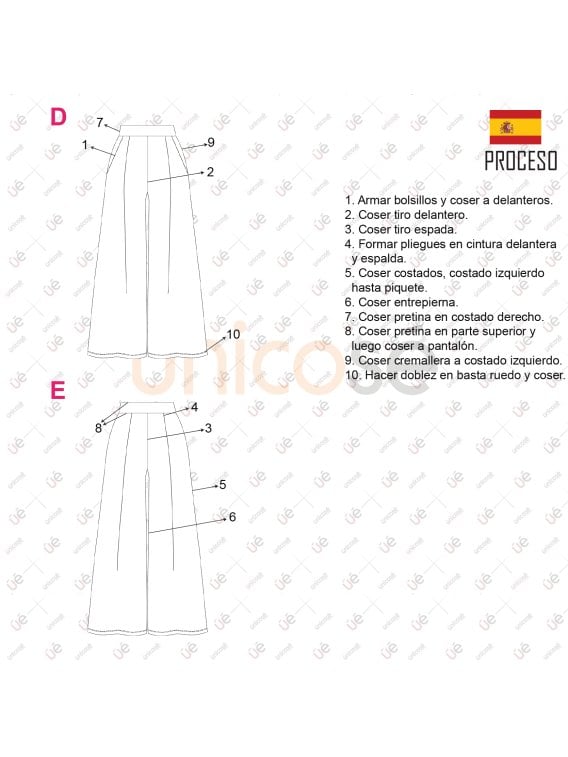 MOLDE PANTALON PALAZZO MUJER 2216