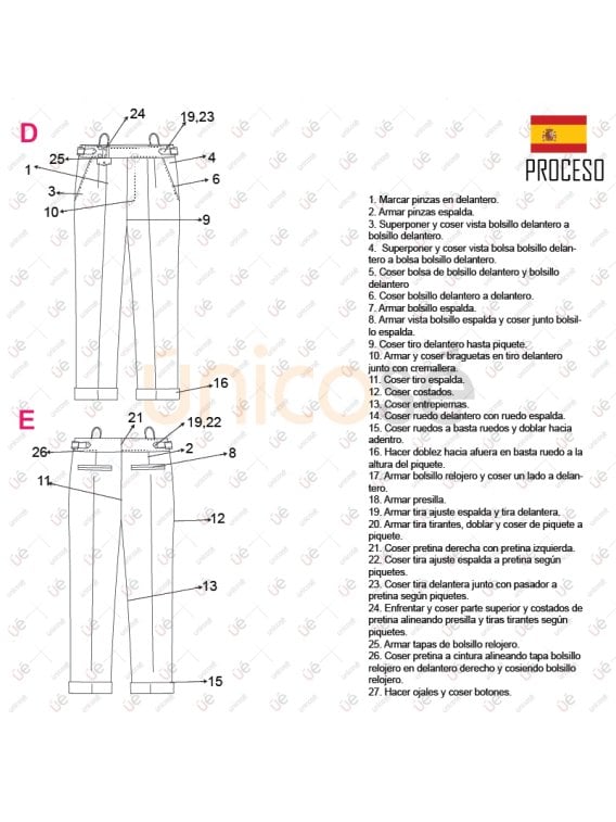 MOLDE PANTALON PINZADO HOMBRE 2204