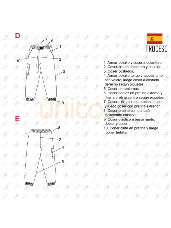 MOLDE PANTALON CARGO MUJER INFANTIL 2004IN