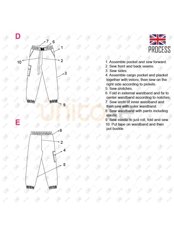 MOLDE PANTALON CARGO MUJER INFANTIL 2004IN