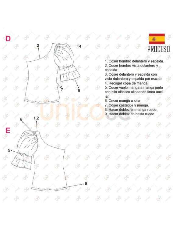 MOLDE BLUSA ASIMETRICA MUJER 2211