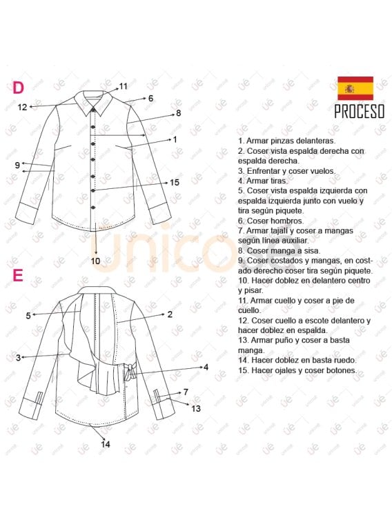 MOLDE BLUSA CAMISERA MUJER 2216