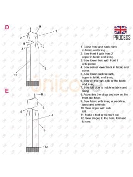 MOLDE VESTIDO LARGO ASIMETRICO MUJER 2226