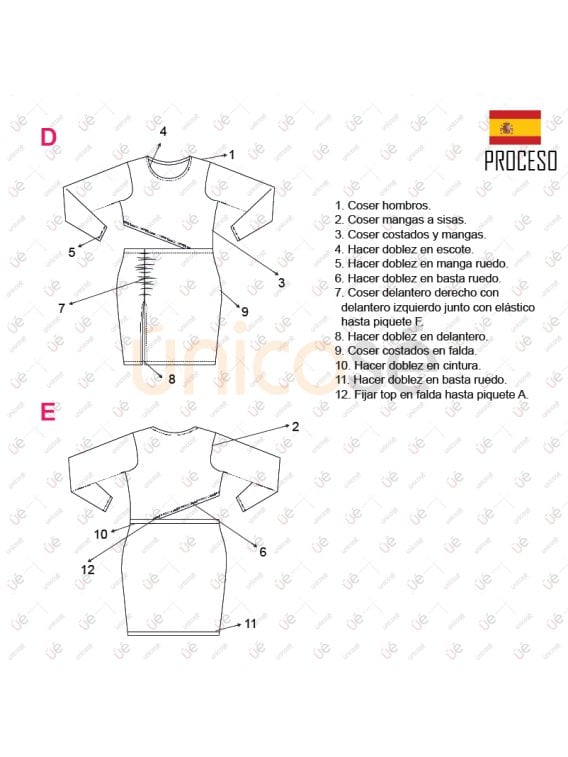 MOLDE VESTIDO ASIMETRICO MUJER 2229