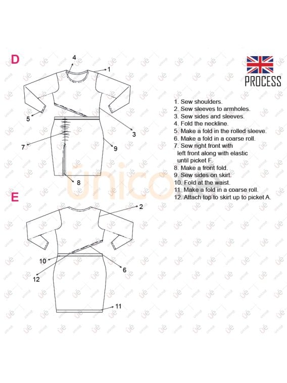 MOLDE VESTIDO ASIMETRICO MUJER 2229