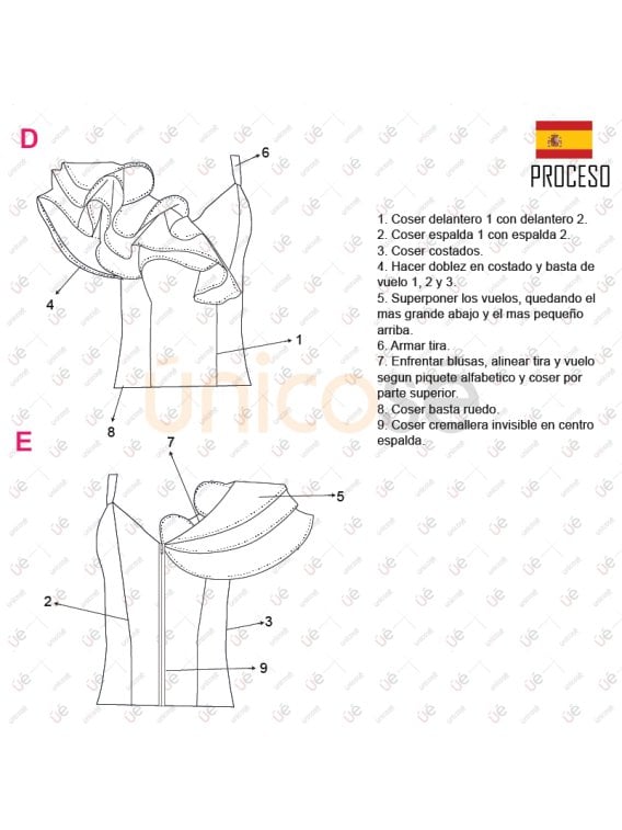 MOLDE BLUSA ASIMETRICA MUJER 2212