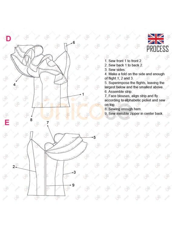 MOLDE BLUSA ASIMETRICA MUJER 2212
