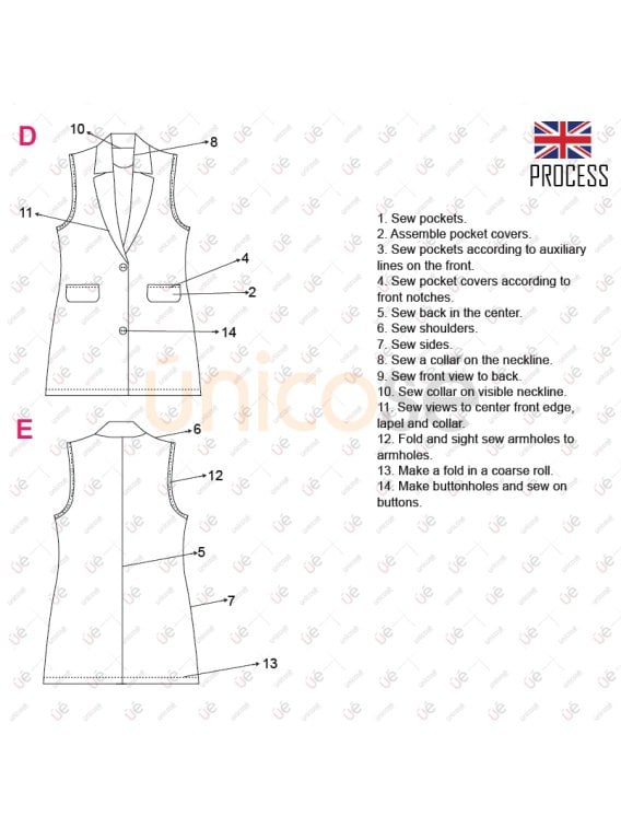 MOLDE CHAQUETA SIN MANGAS MUJER 2212