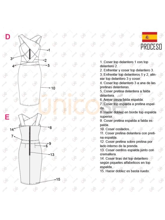 MOLDE VESTIDO AJUSTADO MUJER 2228
