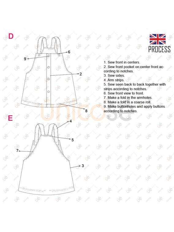 MOLDE VESTIDO JARDINERA BEBE 2301
