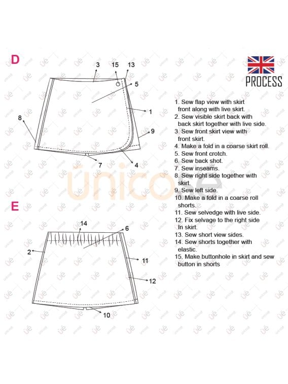 MOLDE FALDA CON SHORT ESCOLAR 2301
