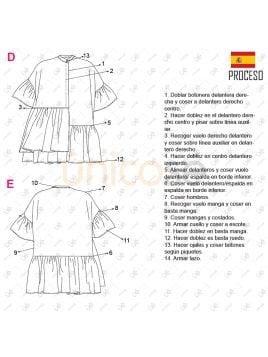 MOLDE VESTIDO CON VUELOS MUJER 2301
